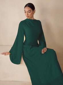 Graceveil Elegant Chiffon Pastel Color Yellow Dress, Suitable For Teachers, Back To School In Autumn - Dark Green - View 7