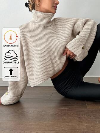 Turtleneck Drop Shoulder Sweater