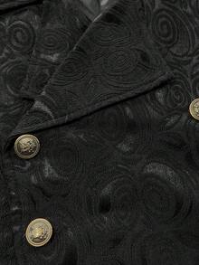 Manfinity AFTRDRK 男士复古双排扣背心和西装裤套装 - 黑色 - 查看 4