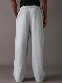STYNVO Pantalones de chándal holgados de pierna ancha con bolsillos y cordón en la cintura, pantalones de chándal grises para hombre - Gris - Ver 2