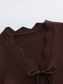 Islaluna Women's Asymmetrical Solid Color Fitted Knit Cardigan, Autumn/Winter