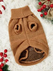 PETSIN 1 pieza Suéter navideño para mascotas, diseño clásico de reno en patrón de jacquard, cuello alto, elástico y cómodo, para gatos y perros - Multicolor - Ver 8