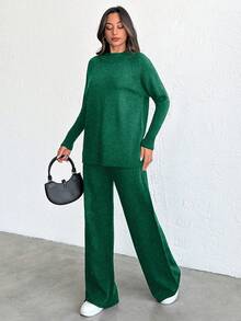 SHEIN Tall 2 pièces/set Pull tricoté à encolure montante et manches raglan pour femmes