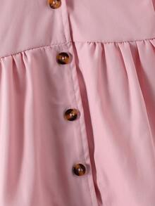 SHEIN Vintaside Kids Toddler Girls' Coffee Plush Lined Hooded Khaki Long Sleeve Jacket, Fashionable & Versatile For Autumn/Winter - Pink - View 5