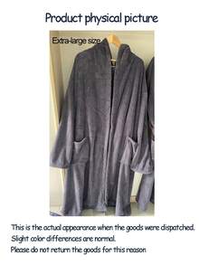 SHEIN 1pc Coral Fleece Solid Color Plush Unisex Adult Student Wearable Bathrobe, Plush Robe, Absorbent & Soft, Suitable For Home, Adult, Student, Bathing - Dark Grey - View 10