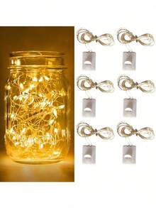 1/6/12Pcs LED Fairy Lights Battery Powered, Mini Twinkle String Battery Powered Mason Jar Party (Warm White), Back To School Valentine Day