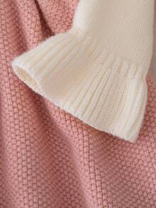 SHEIN Playful Pals Vestido de suéter casual con bloques de color para niñas bebé - Rosa Pálido - Ver 4