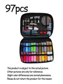 1pc Portable Sewing Kit, Home Sewing Tool Set With Thread Box, Needles, Sewing Accessories (Random Color) - Black - View 8