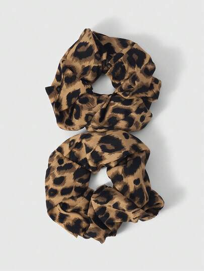 Kawaii 2 piezas Elegante juego de coleteros de alta calidad con estampado de leopardo retro vintage, ideal para uso diario de mujeres, regalo para ocasiones festivas