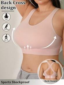 NudeFit 1 pièce Soutien-gorge de sport de couleur unie pour femmes grandes tailles avec maintien