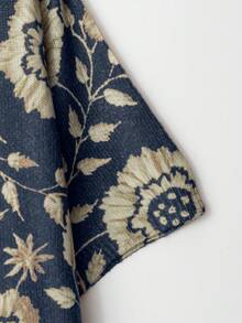 Linhara Plus Size Women Colorblock Knit Round Neck Printed Short Sleeve Casual Pullover Sweater, Random Print, Autumn/Winter - Royal Blue - View 4