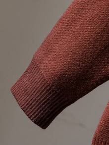 SHEIN Young Boys' Casual Printed Collared Sweater Fall Winter - Coffee Brown - View 3