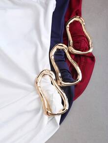 Conjunto de blusa para mujer con cuello asimétrico, un hombro y decoración de hebilla metálica, nuevo para primavera/verano, adecuado para vacaciones en la playa - Multicolor 7 - Ver 6