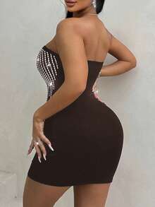 Zolique Ladies' Backless Bodycon Strapless Dress Mini Short Women Outfit