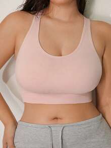 NudeFit 1 pièce Soutien-gorge de sport de couleur unie pour femmes grandes tailles avec maintien