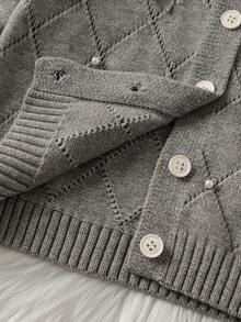 2 件套少女蝴蝶结装饰前扣拼色长袖上衣和百褶裙毛衣套装 - 彩色 - 查看 9