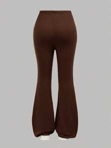 SHEIN 2 Stücke/Set Tween Mädchen Oversized Lässig Einfarbig Khaki Buchstaben Muster Langarm Sweatshirt und weite Hose 2 Stücke Set, Rückkehr zur Schule