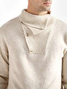 Manfinity CityGents Men's Casual Solid Color Turtleneck Sweater, Autumn/Winter, Long Sleeve Top - Apricot - View 2