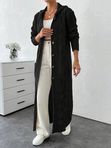 EURMUSE Cardigan With Detail And Long Special Button Detail+ 480 - Black - View 7