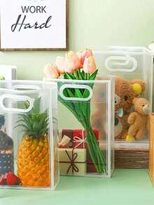 20个/10个/3个/1个可重复使用透明PVC礼品包装袋，不含丝带。适用于新娘派对、婚礼、生日、购物、简约家居装饰、透明手柄礼品袋、透明婚礼礼品袋、团体礼品袋、节日派对用品、复活节礼物、圣诞节礼物 - 彩色 - 查看 14