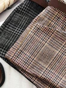 Franclia 复古时尚百搭格子羊毛混纺西装外套配腰带短裤，秋冬休闲短裤 - 彩色 - 查看 4