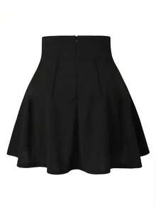 Rometta Plus Size Solid Color Button Decorated Pleated Mini Skirt