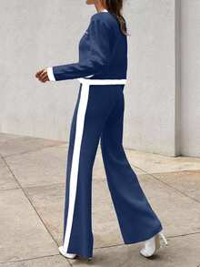 EURMUSE Women's Knitwear Cardigan & Skirt Co-Ords,Loungewear Set,Petite,Winter Clothes - Blue - View 2