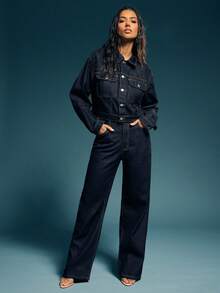 Denimoi 优质牛仔宽松直筒牛仔裤 - 藏蓝色 - 查看 4