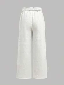 SHEIN 3 件套青少年女孩休闲运动裤，黑色和灰色，低腰松紧腰带宽松阔腿慢跑裤