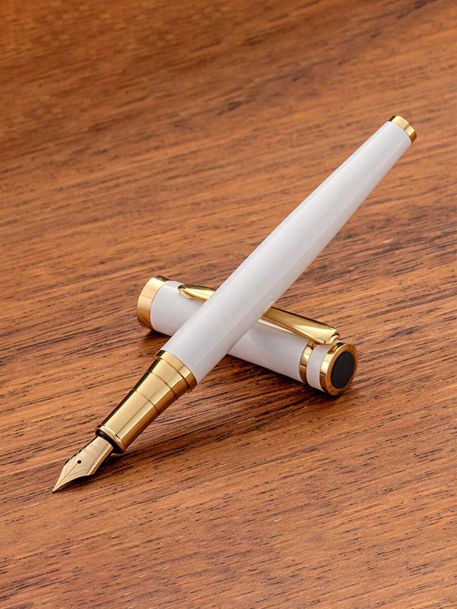 High - Quality Textured Writing Fountain Pen, Cap - Removing Writing & Calligraphy Practice Pen - White - View 1