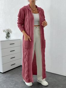 EURMUSE Cardigan With Detail And Long Special Button Detail+ 480,Cardigans For Women,Petite Cardigans,Cardigans - Dusty Pink - View 3
