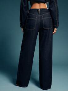 Denimoi 优质牛仔宽松直筒牛仔裤 - 藏蓝色 - 查看 3