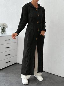 EURMUSE Cardigan With Detail And Long Special Button Detail+ 480 - Black - View 6