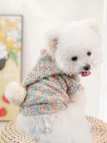 PETSIN 1pc Cat And Dog Universal Pet Clothes, Cute Colorful Autumn And Winter Warm Hoodie Jacket - 彩色 - 查看 6