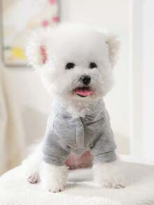 1pc Pet Clothing, Cute Embroidered Gray Koala Autumn And Winter Warm Hoodie, Cats And Dogs Wear Warm And Comfortable Jackets - 淺灰色 - 查看 6