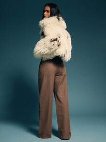 Denimoi Gold Studded Detail Straight Leg Denim Jeans, Fashionable, Fall And Winter - Brown - View 6