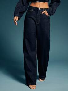 Denimoi 优质牛仔宽松直筒牛仔裤 - 藏蓝色 - 查看 2