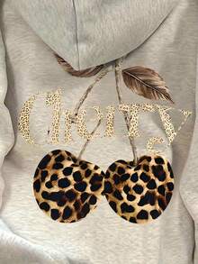 INAWLY sweat-shirt à capuche décontracté et ample avec imprimé lettres et cerises pour femmes