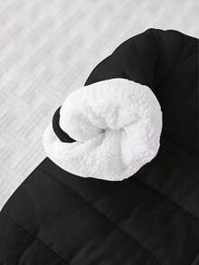 Cozy Pixies Chaqueta gruesa y cálida con capucha, manga larga y forro térmico con diseño de conejo de dibujos animados para bebé niña - Negro - Ver 4
