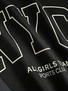 SHEIN Girlism 少女超大字母图案连帽衫和运动裤套装 - 灰色 - 查看 9