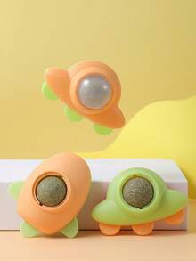 PETSIN Spinning Catnip Ball Toy Rocket Flying Saucer Kitten Self-Hi And Boredom Tease Cat Toy - Multicolor - View 7