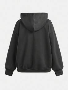 SHEIN Girlism 少女超大字母图案连帽衫和运动裤套装 - 灰色 - 查看 4