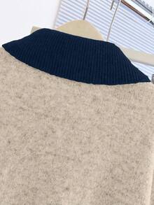 Franclia V-Neck 2 In 1 Long Sleeve Sweater, Autumn/Winter - Khaki - View 6