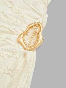 Sweetra تي شيرت ضيق بأكمام واسعة ذو لون أحادي - لون مشمشي - مشاهدة 8