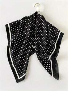 1条女士奢华优雅波点印花真丝方巾，尺寸27.6英寸 x 27.6英寸，适合春季连衣裙搭配。