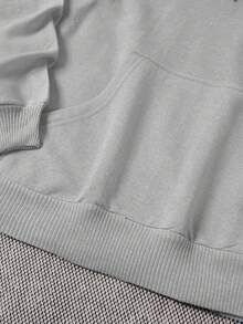 EURMUSE 100%Cotton Men's Hooded Sweatshirt With Pocket And Drawstring - Grey - View 3