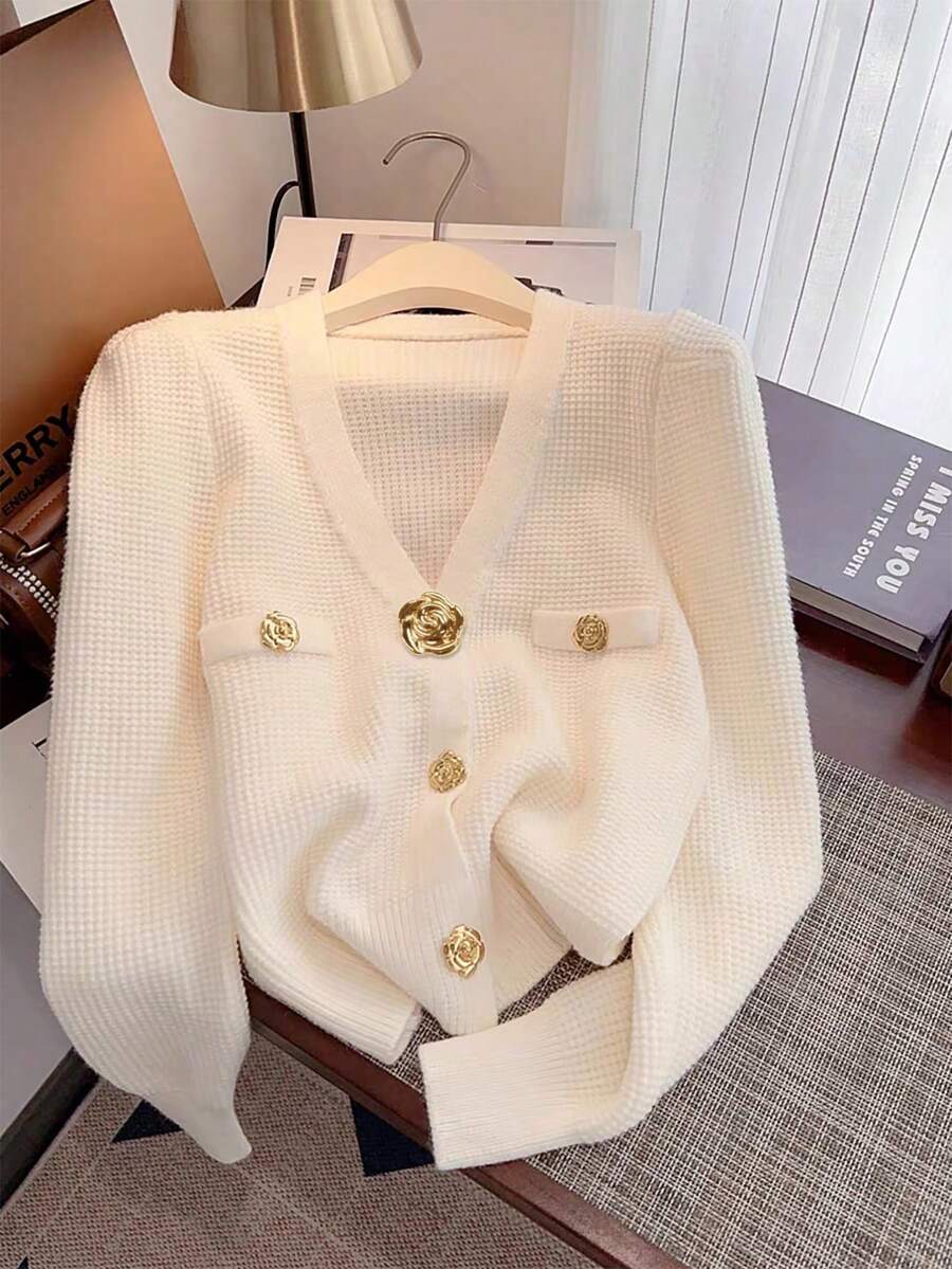 Franclia Áo len cardigan ngắn Goddess Vibe thời trang mới, áo khoác dệt kim thiết kế độc đáo dành cho nữ - trắng - Xem 1