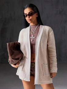 EURMUSE 女士口袋开衫米色 - 米色 - 查看 5