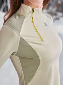 In My Nature Nature Hike 女士户外高领T恤衫/上衣，弹性亲肤，秋冬季 - 黃色 - 查看 8