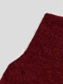 Everyssa 女式休闲纯色圆领毛衣背心 - 酒紅色 - 查看 3